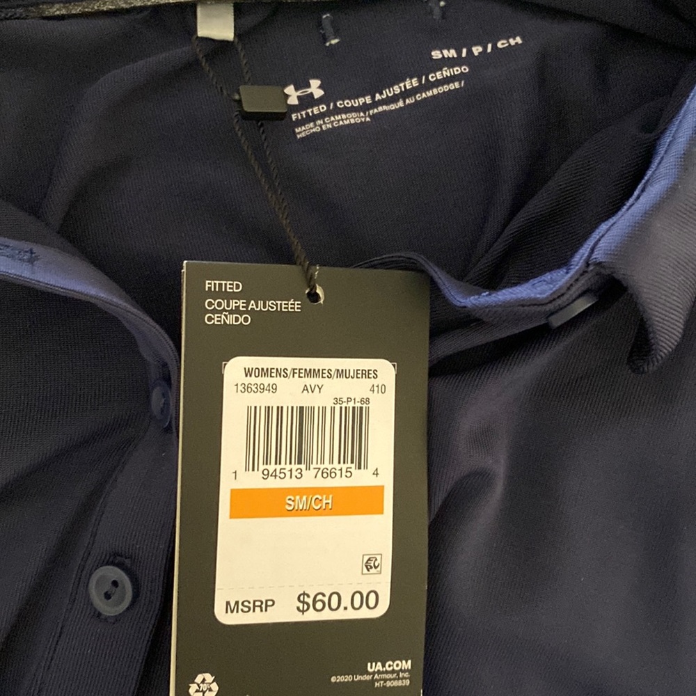NWT under armour navy blue women’s golf polo. Open to offers.